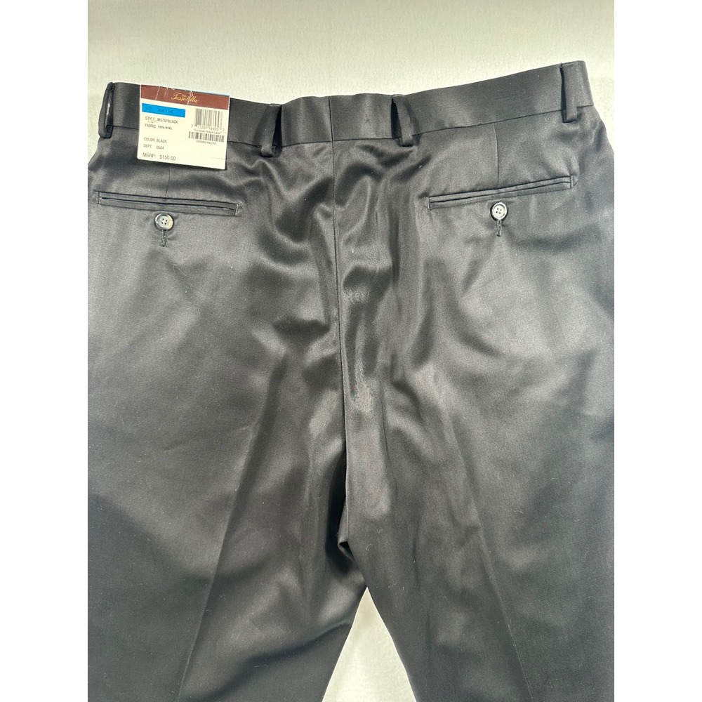 Tasso Elba Mens Black 100% Wool Pleated Cuffed Dress Pants M5751BLACK 36x34 NEW